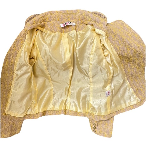 Joimo Floral Tapestry Blazer Jacket Women's M Gold Tan Embellished 90's Y2K - Picture 7 of 11